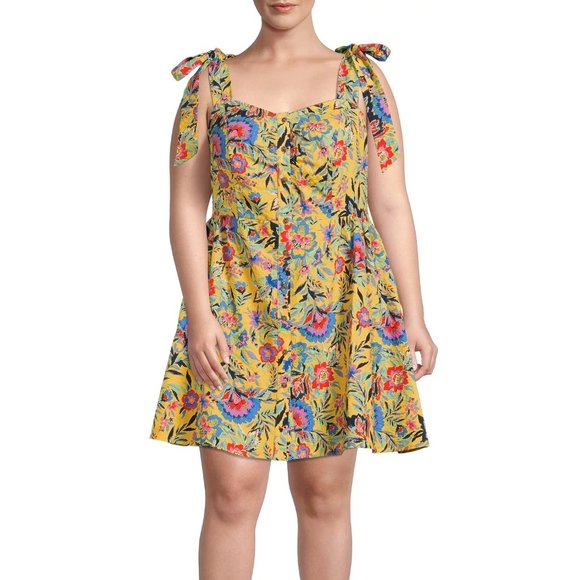 Terra & Sky Dresses & Skirts - NWT Terra & Sky Button Front Tie Shoulder Dress